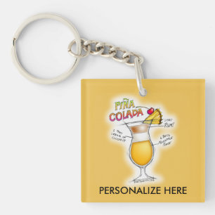 KEYCHAINS - PINA COLADA RECIPE COCKTAIL ART