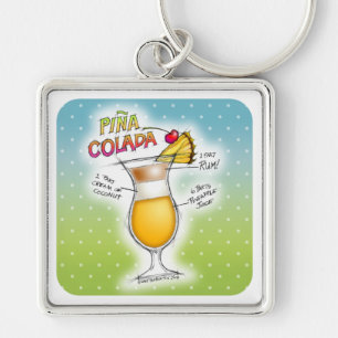 KEYCHAINS - PINA COLADA RECIPE COCKTAIL ART