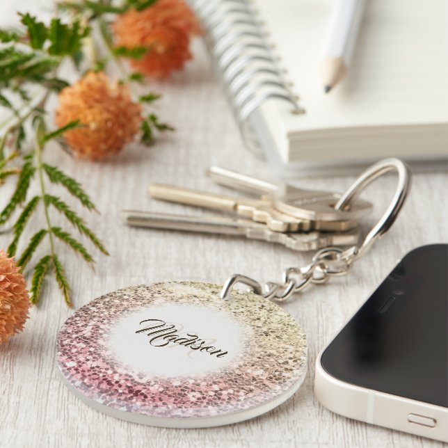 Keychains Pretty Glitter Monogram Name Gift (Front Right)
