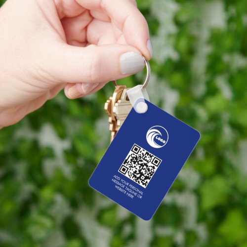 Keychains QR Code Business Logo Professional Blue