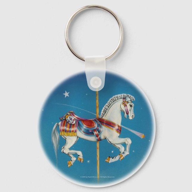 Keychains - Red, White & Blue Carousel Horse (Front)