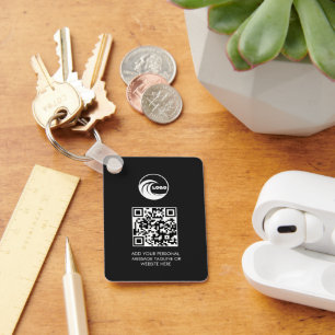 Keychains Simple Black QR Code Business Logo