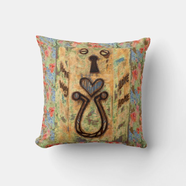 Keyhole & Heart Throw Pillow (Front)