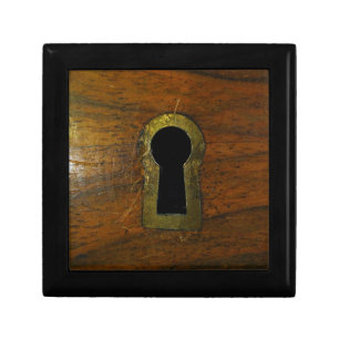 Keyhole in a wooden door jewelry box