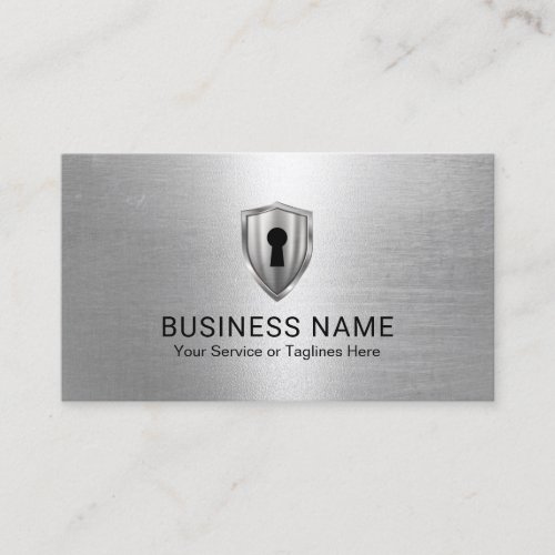 Keyhole Logo Security Storage Service Metallic Business Card