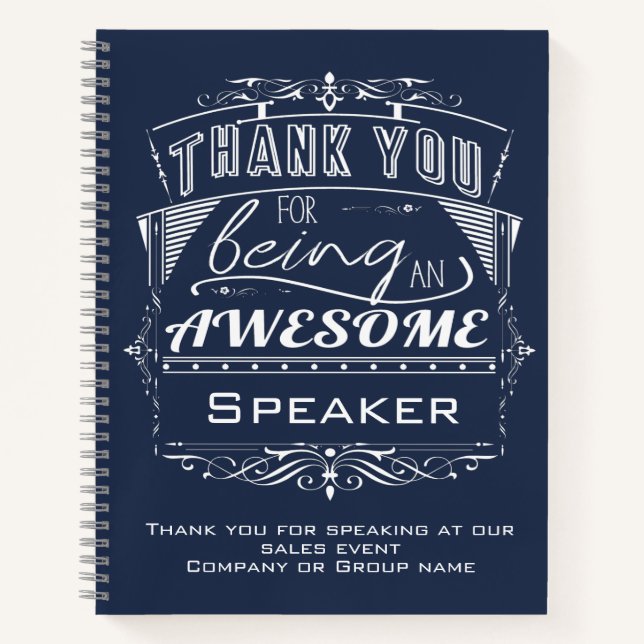 Keynote Speaker Thank You Appreciation Notebook (Front)