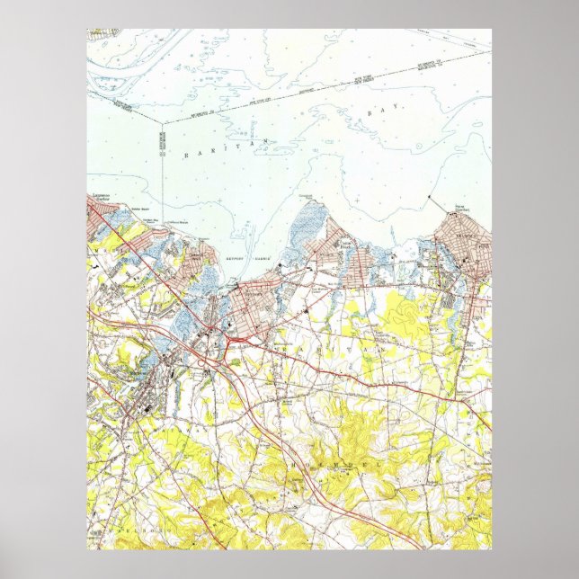 Keyport, Union Beach & Keansburg NJ Map (1954) Poster (Front)