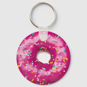 Keyring - Bright Pink Doughnut With Sprinkles