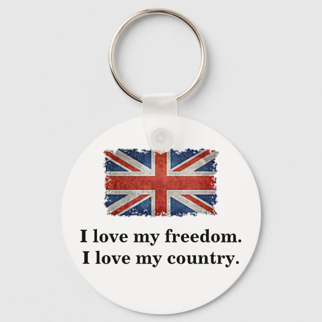 Keyring - Union Jack Flag With Patriotic Slogan 5 (Front)