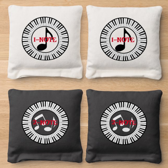Keys and Notes Musical Design Cornhole Bean Bags (Wood)