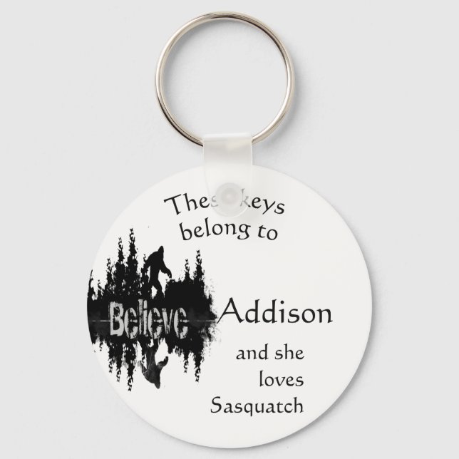 Keys Belong to Custom Name Loves Sasquatch Keychain (Front)