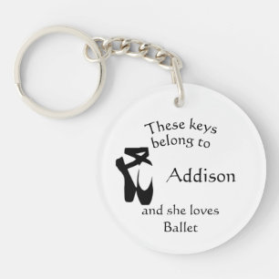 Keys Custom Name Loves Ballet Keychain