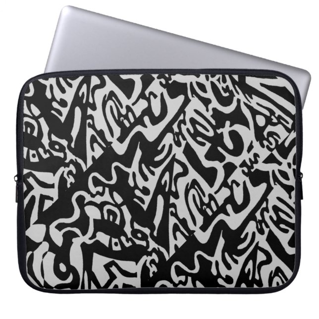 "Keys", digital B&W abstract Laptop Sleeve (Front)