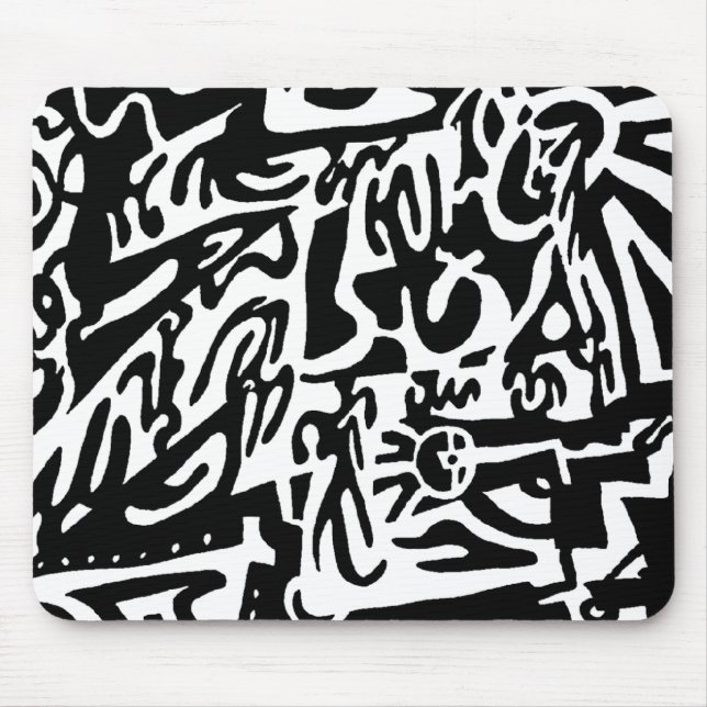 "Keys", digital B&W abstract Mouse Pad (Front)