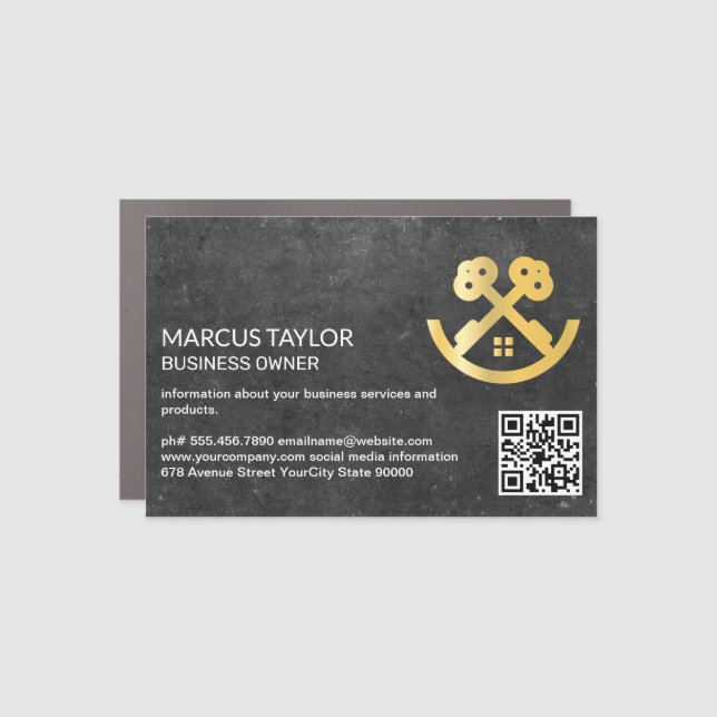 Keys House Logo | QR Code Business Card Magnet (Front)