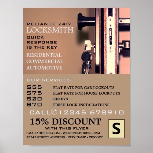 Keys in Door Locksmith Advertising Poster