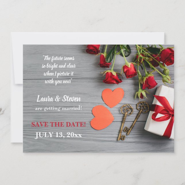 Keys of Love Save the Date Announcement (Front)