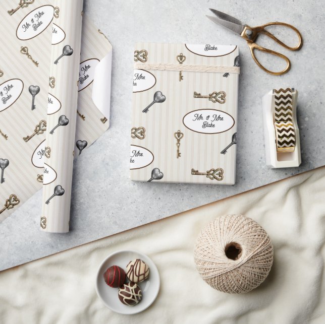 Keys on Beadboard  Housewarming Personalized Wrapping Paper (Crafts)