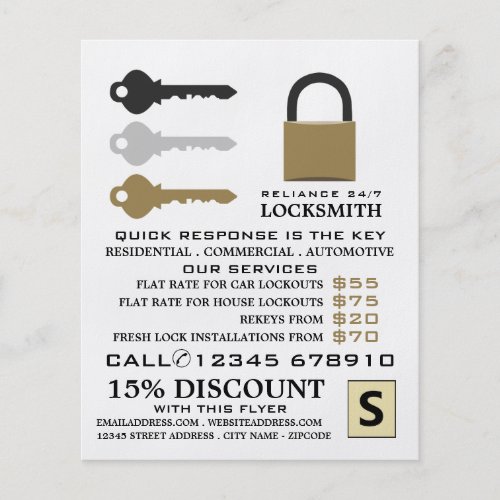 Keys  Padlock Locksmith Advertising Flyer