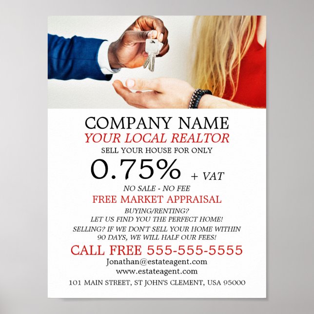 Keys, Realtor, Estate Agent Advertising Poster (Front)