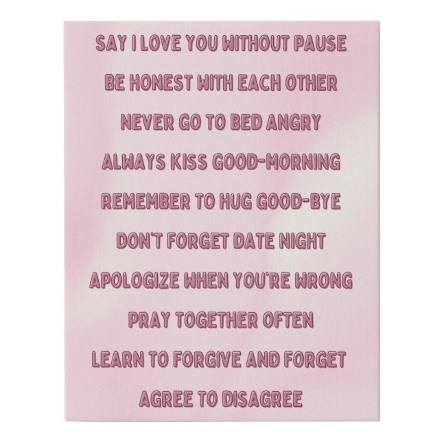 Keys To A Long And Happy Marriage Faux Canvas Print (Front)