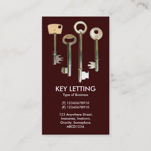 Keys _ White on Dark Brown Business Card