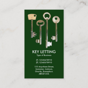 Keys - White on Dark Green Business Card