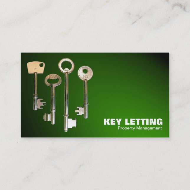 Keys - White on Spotlit Green Business Card (Front)