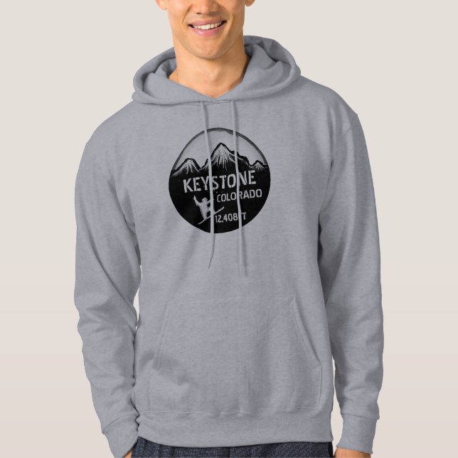 Keystone Colorado gray snowboard art guys hoodie (Front)