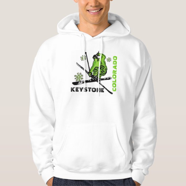 Keystone Colorado green theme guys ski hoodie (Front)
