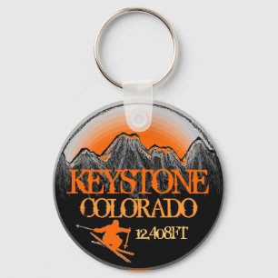 Keystone Colorado orange ski art keychain