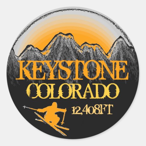 Keystone Colorado orange ski art stickers