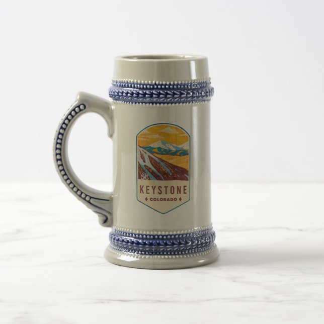 Keystone Colorado Ski Badge Beer Stein (Left)