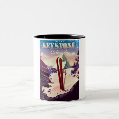 Keystone Colorado Ski vintage style poster Two_Tone Coffee Mug