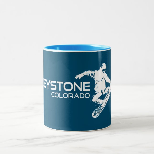 Keystone Colorado Snowboarder Two-Tone Coffee Mug (Center)
