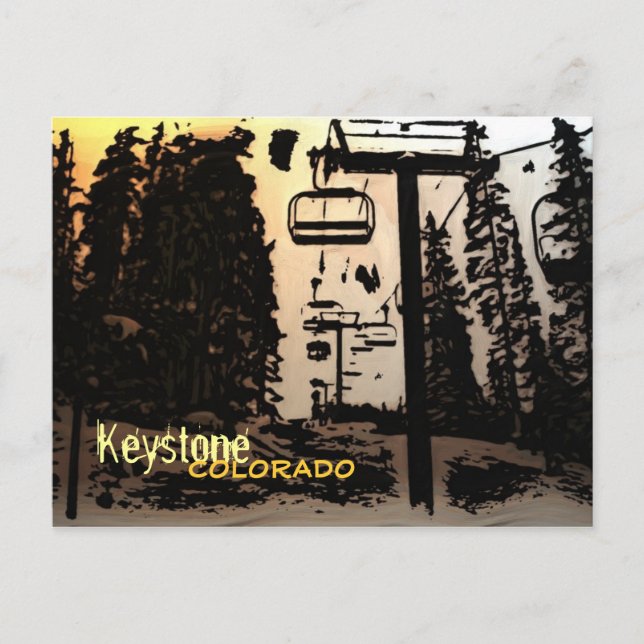 Keystone Colorado sunset lift postcard (Front)