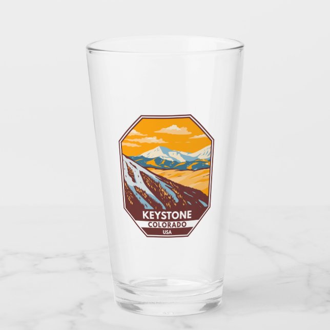 Keystone Colorado Winter Ski Area Glass (Front)