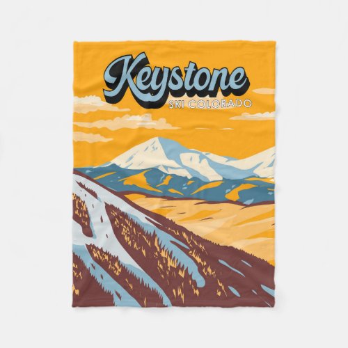 Keystone Colorado Winter Ski Area Vintage Fleece Blanket