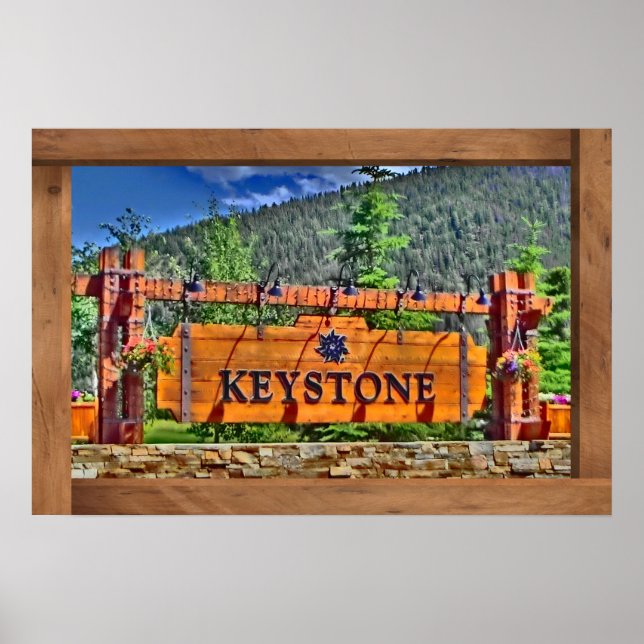 Keystone Colorado wooden sign poster print (Front)