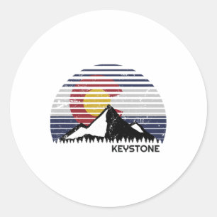 Keystone, Colorado X Co Flag Mtn Top Classic Round Sticker