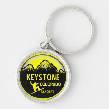 Keystone Colorado Yellow Snowboard Art Keychain by ArtisticAttitude at Zazzle