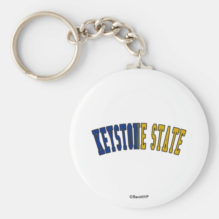 Keystone State in State Flag Colors Keychain