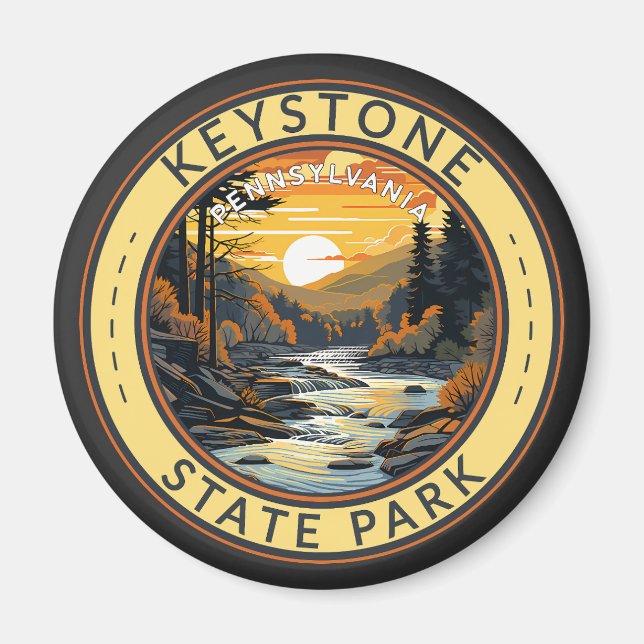 Keystone State Park Pennsylvania Travel Art Badge Magnet (Front)