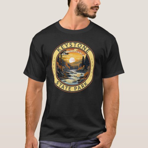 Keystone State Park Pennsylvania Travel Art Badge T_Shirt