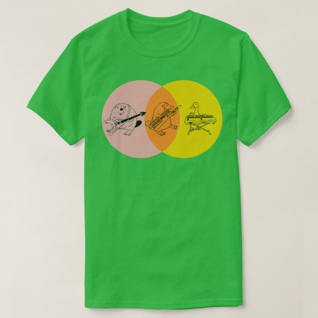 Keytar Platypus Venn Diagram Purple Orange Yellow T-Shirt (Design Front)