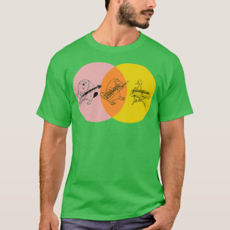Keytar Platypus Venn Diagram Purple Orange Yellow T-Shirt