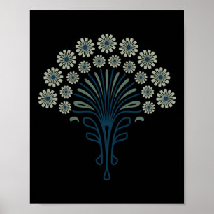 Kf 0358 E - Vintage Retro Daisies 70s Floral Patte Poster