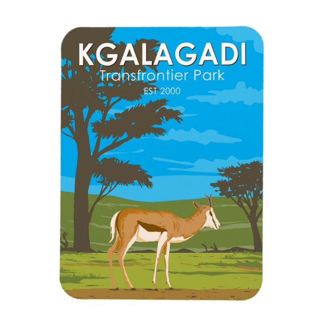 Kgalagadi Transfrontier Park Travel Art Vintage Magnet (Vertical)
