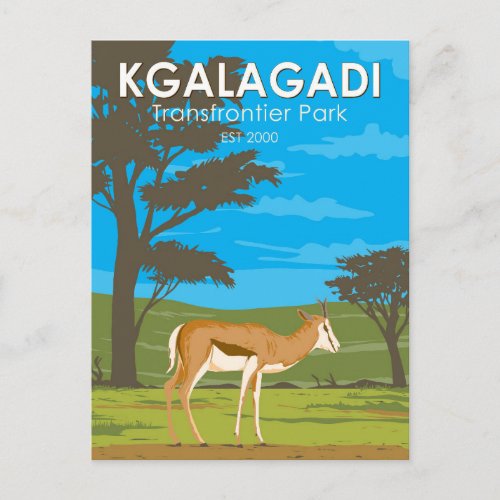 Kgalagadi Transfrontier Park Travel Art Vintage Postcard