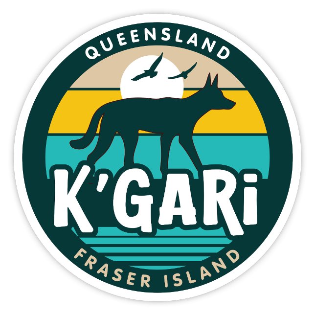 K'Gari, Queensland Australia Sticker (K'Gari, Fraser Island, Queensland Retro Round Sticker)
